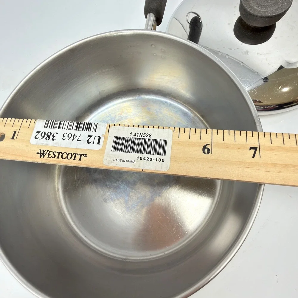 Vintage Revere Ware 2 Qt Copper Bottom Saucepan Pot Lid Stainless Steel Clinton